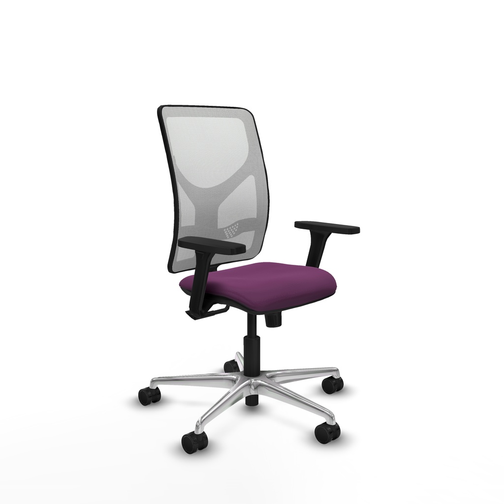 Motilla sincro malla blanca similpiel morado brazos 3D base aluminio  ruedas 65mm nailon