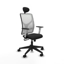 Motilla sincro malla blanca similpiel negro brazos blancos base piramidal cabecero fijo ruedas 65mm nailon