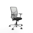 Motilla sincro malla blanca similpiel negro brazos blancos base aluminio  ruedas 65mm engomadas