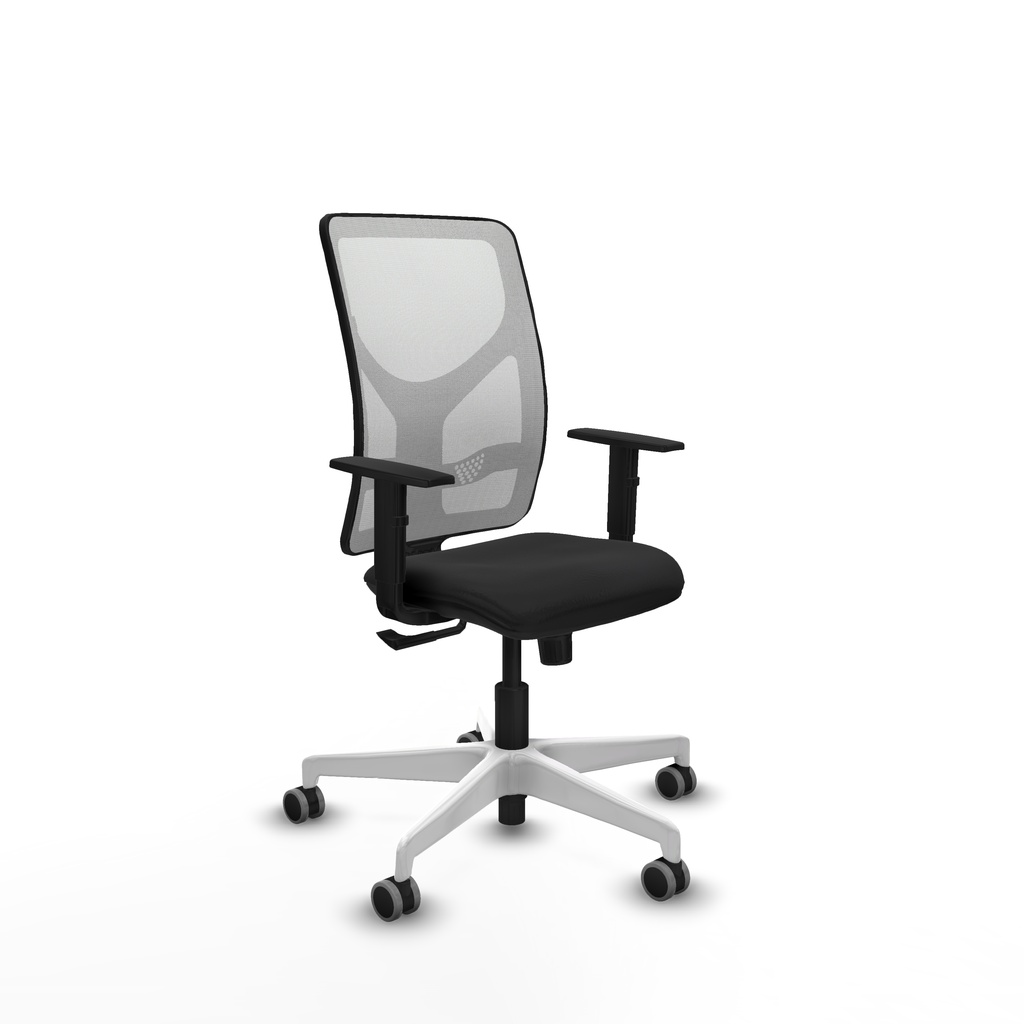 Motilla sincro malla blanca similpiel negro brazos 1D base blanca  ruedas 65mm engomadas