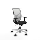 Motilla sincro malla blanca similpiel negro brazos 1D base blanca  ruedas 65mm nailon