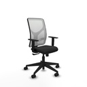 Motilla sincro malla blanca similpiel negro brazos 1D base piramidal  ruedas 65mm nailon