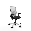 Motilla sincro malla blanca similpiel negro brazos 1D base aluminio  ruedas 65mm nailon