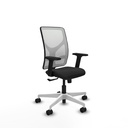 Motilla sincro malla blanca similpiel negro brazos 2D base blanca  ruedas 65mm nailon