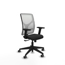 Motilla sincro malla blanca similpiel negro brazos 2D base piramidal  ruedas 65mm engomadas