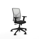 Motilla sincro malla blanca similpiel negro brazos 2D base piramidal  ruedas 65mm nailon