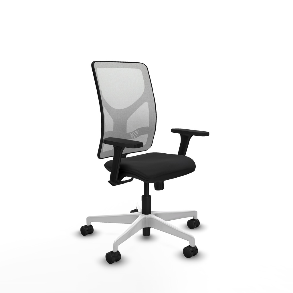 Motilla sincro malla blanca similpiel negro brazos 3D base blanca  ruedas 65mm nailon