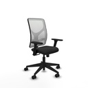 Motilla sincro malla blanca similpiel negro brazos 3D base piramidal  ruedas 65mm nailon