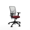 Motilla sincro malla blanca similpiel granate brazos 2D base piramidal  ruedas 65mm nailon