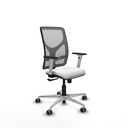 Motilla sincro malla gris bali blanco brazos blancos base aluminio  ruedas 65mm engomadas