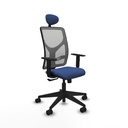 Motilla sincro malla gris bali azul marino brazos 1D base piramidal cabecero fijo ruedas 65mm nailon