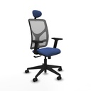 Motilla sincro malla gris bali azul marino brazos 2D base piramidal cabecero fijo ruedas 65mm nailon