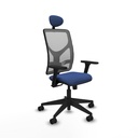 Motilla sincro malla gris bali azul marino brazos 3D base piramidal cabecero fijo ruedas 65mm nailon