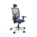 Motilla sincro malla gris bali azul marino brazos 3D base aluminio cabecero fijo ruedas 65mm nailon