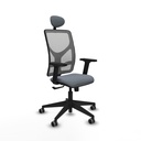 Motilla sincro malla gris bali gris brazos 2D base piramidal cabecero fijo ruedas 65mm engomadas