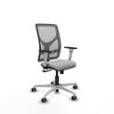 Motilla sincro malla gris bali gris claro brazos blancos base aluminio  ruedas 65mm engomadas