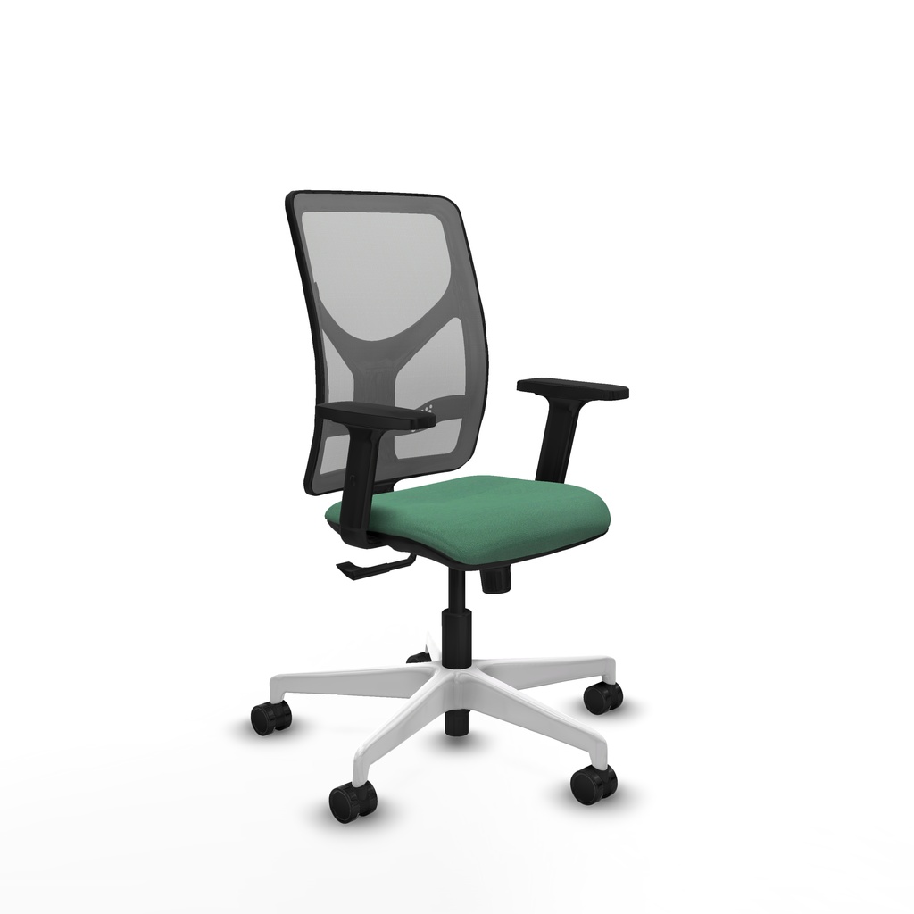 [21S2M3B456B2D026N0] Motilla sincro malla gris bali verde esmeralda brazos 2D base blanca  ruedas 65mm nailon