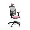 Motilla sincro malla gris bali rosa brazos 2D base piramidal cabecero fijo ruedas 65mm engomadas