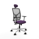 Motilla sincro malla gris bali morado brazos blancos base blanca cabecero fijo ruedas 65mm nailon