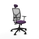 Motilla sincro malla gris bali morado brazos blancos base piramidal cabecero fijo ruedas 65mm nailon