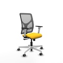 Motilla sincro malla gris similpiel amarillo brazos blancos base blanca  ruedas 65mm engomadas