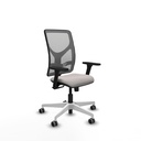 Motilla sincro malla gris similpiel blanco brazos 3D base blanca  ruedas 65mm engomadas