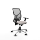 Motilla sincro malla gris similpiel blanco brazos 3D base aluminio  ruedas 65mm engomadas
