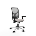 Motilla sincro malla gris similpiel blanco brazos 3D base aluminio  ruedas 65mm nailon