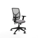 Motilla sincro malla gris similpiel gris brazos 2D base piramidal  ruedas 65mm engomadas
