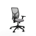 Motilla sincro malla gris similpiel gris brazos 3D base piramidal  ruedas 65mm nailon