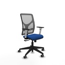 Motilla sincro malla gris similpiel azul brazos blancos base piramidal  ruedas 65mm engomadas