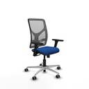 Motilla sincro malla gris similpiel azul brazos 3D base aluminio  ruedas 65mm engomadas