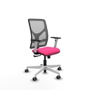 Motilla sincro malla gris similpiel rosa brazos blancos base blanca  ruedas 65mm engomadas