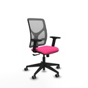 Motilla sincro malla gris similpiel rosa brazos 2D base piramidal  ruedas 65mm engomadas