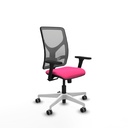 Motilla sincro malla gris similpiel rosa brazos 3D base blanca  ruedas 65mm engomadas