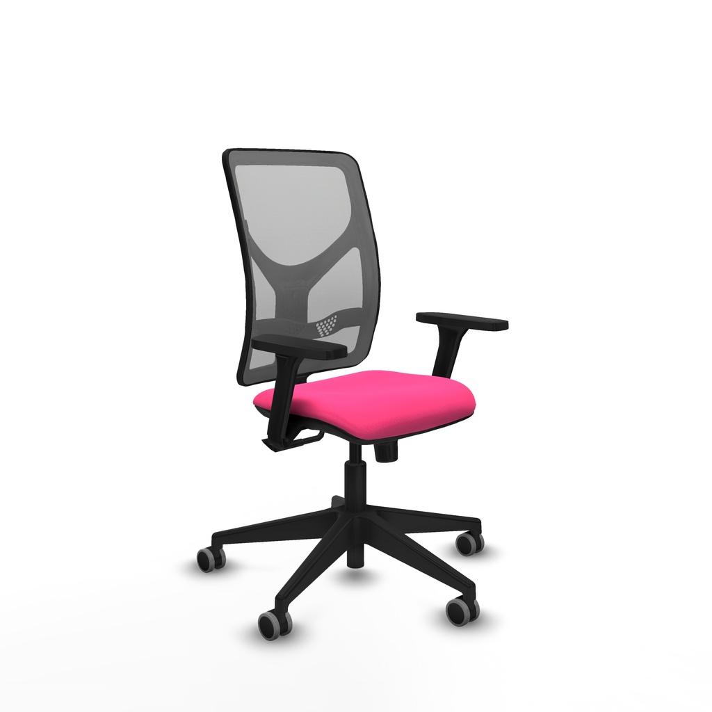 Motilla sincro malla gris similpiel rosa brazos 3D base piramidal  ruedas 65mm engomadas