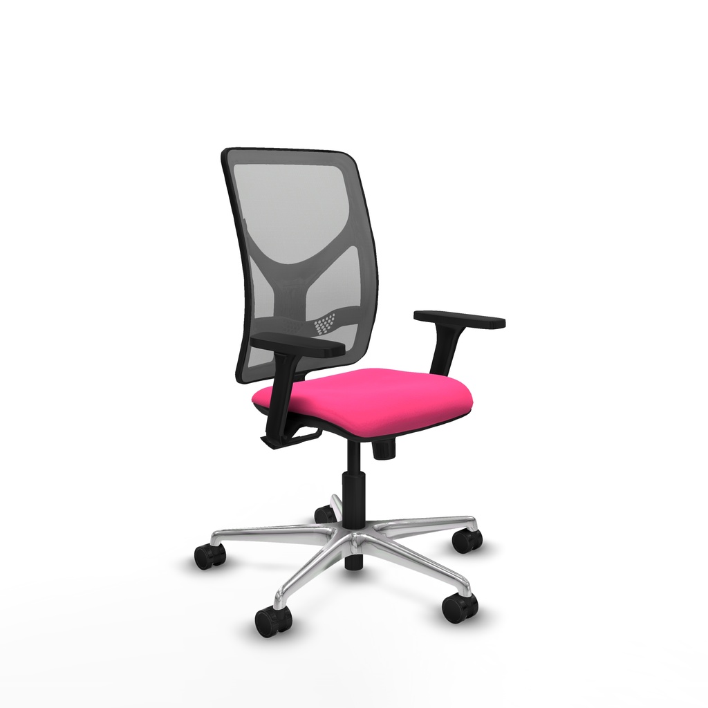Motilla sincro malla gris similpiel rosa brazos 3D base aluminio  ruedas 65mm nailon