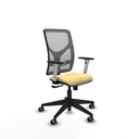 Motilla sincro malla gris similpiel crema brazos blancos base piramidal  ruedas 65mm engomadas