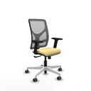 Motilla sincro malla gris similpiel crema brazos 2D base blanca  ruedas 65mm engomadas