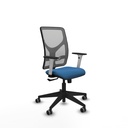 Motilla sincro malla gris similpiel azul claro brazos blancos base piramidal  ruedas 65mm engomadas