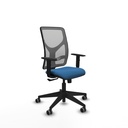 Motilla sincro malla gris similpiel azul claro brazos 1D base piramidal  ruedas 65mm engomadas