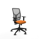 Motilla sincro malla gris similpiel naranja brazos 1D base piramidal  ruedas 65mm engomadas