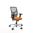 Motilla sincro malla gris similpiel naranja brazos 2D base blanca  ruedas 65mm nailon