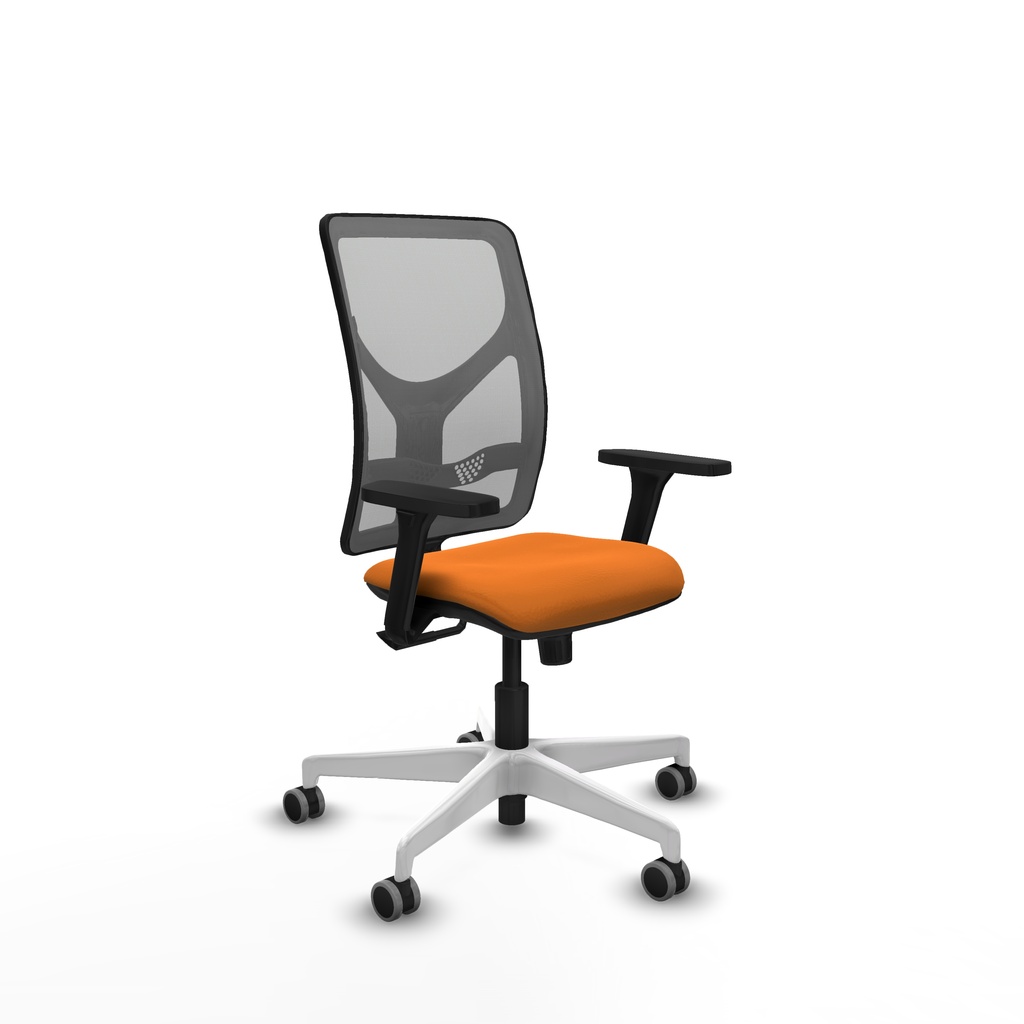 Motilla sincro malla gris similpiel naranja brazos 3D base blanca  ruedas 65mm engomadas