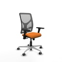Motilla sincro malla gris similpiel naranja brazos 3D base aluminio  ruedas 65mm engomadas