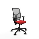 Motilla sincro malla gris similpiel rojo brazos 1D base piramidal  ruedas 65mm nailon