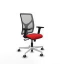 Motilla sincro malla gris similpiel rojo brazos 2D base blanca  ruedas 65mm engomadas