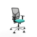 Motilla sincro malla gris similpiel turquesa brazos 1D base blanca  ruedas 65mm engomadas