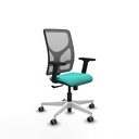 Motilla sincro malla gris similpiel turquesa brazos 2D base blanca  ruedas 65mm engomadas