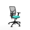 Motilla sincro malla gris similpiel turquesa brazos 2D base piramidal  ruedas 65mm engomadas